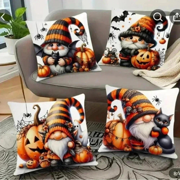 GNOME THROW PILLOW COVERS + TABLE RUNNER - Picture 1 of 6